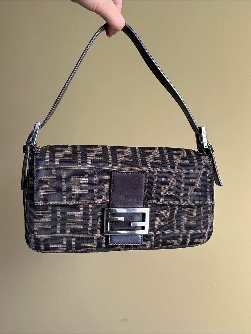 Fendi Zucca FF Baguette Shoulder Bag